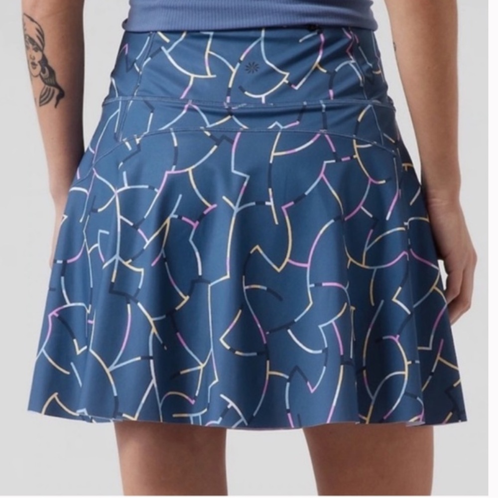 Athleta Blue Patterned Women's Skort, Athleta Tennis Skirt